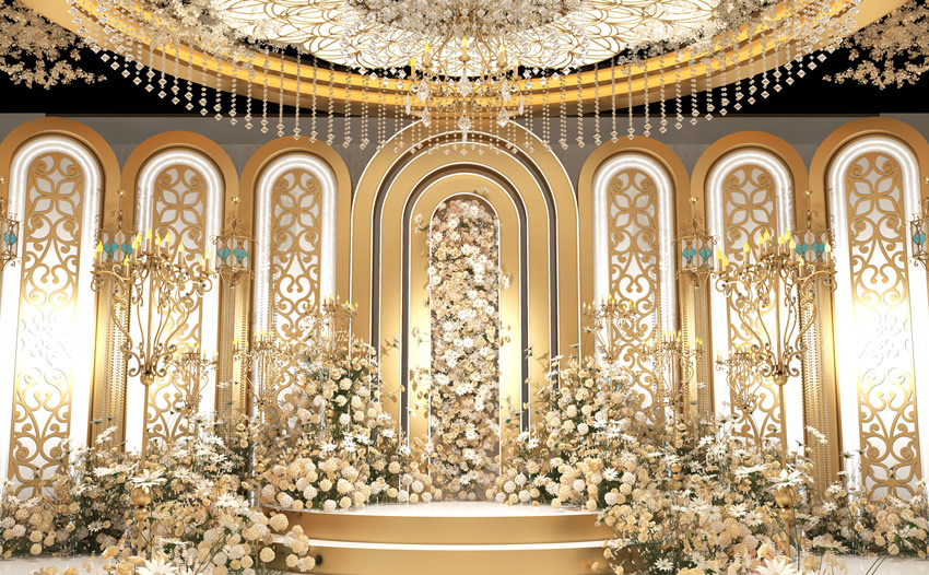 开化香槟色调婚礼堂效果展示